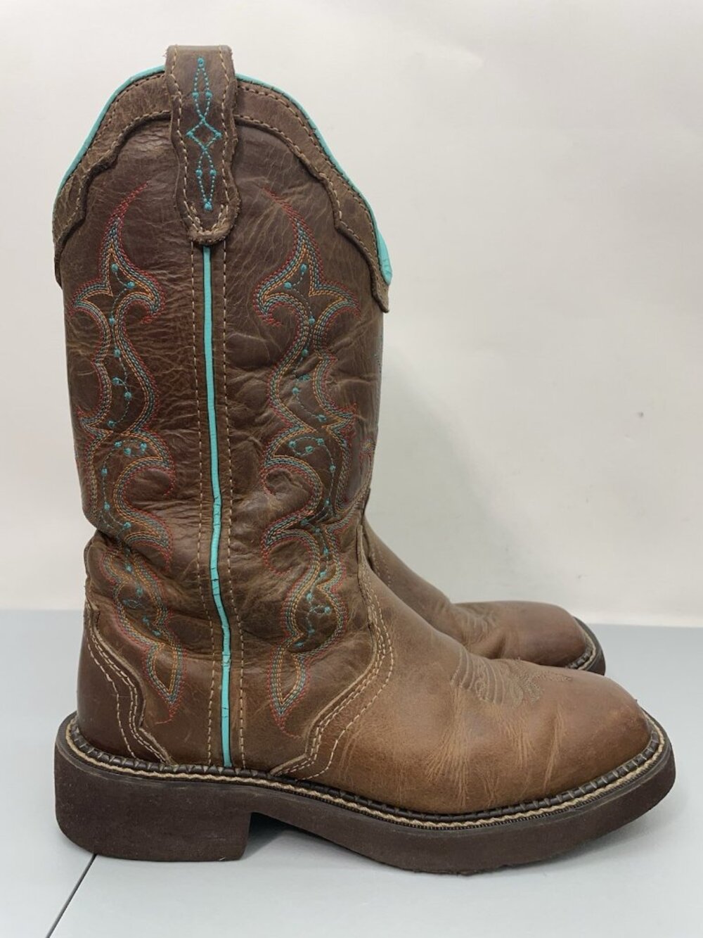 Justin Gypsy Raya Cowboy Boots Western Square Toe Distressed Brown Womens 7 - Picture 2 of 16